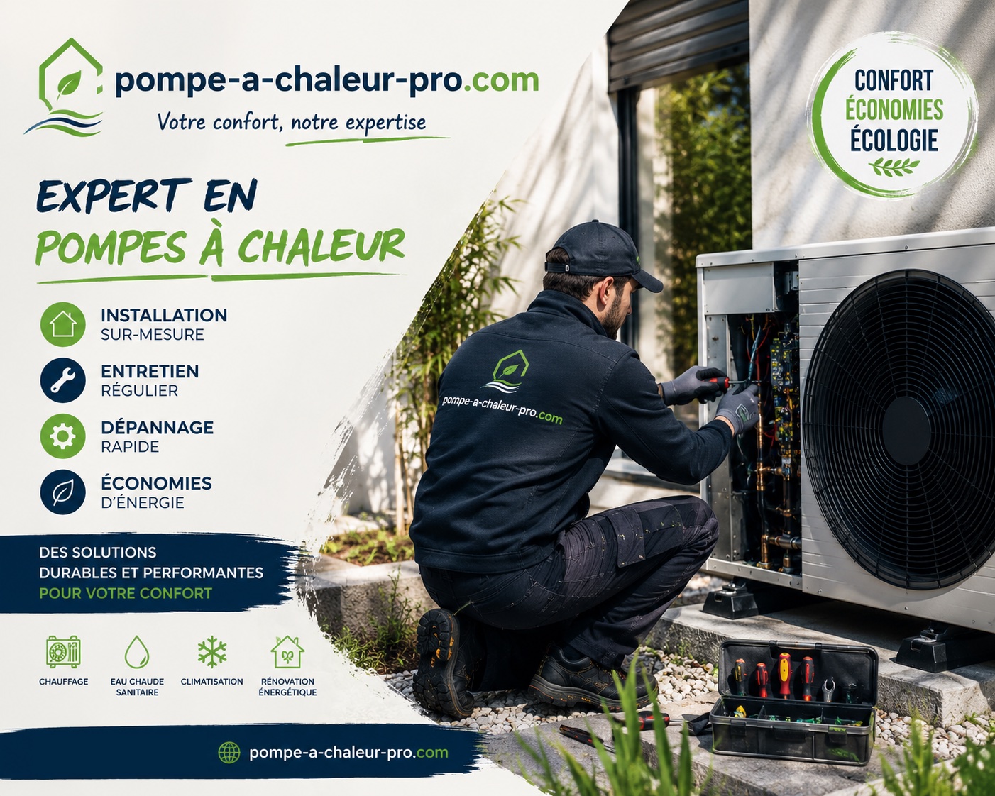 Expert pompe-a-chaleur-pro.com en intervention sur une PAC extérieure